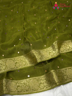 Green Chinnon Banarasi Zari Weave Saree for Mehendi Ceremony | Customer Favourite