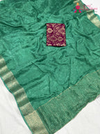 green chinnon jacquard weave saree ethnic wear by Rang Rajasthani