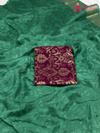 border detail of green chinnon jacquard weave saree