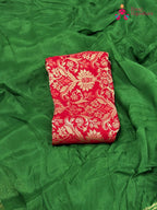 Green Chinnon Plain Saree for Mehendi Ceremony | Elegant Edit