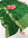 Green Chinnon  Saree : Quiet Charm