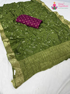 green chinnon sequin saree for mehendi ceremony by Rang Rajasthani