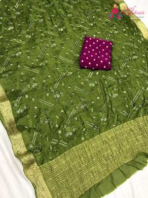 Green Chinnon Sequin Saree for Mehendi Ceremony | Customer Favourite