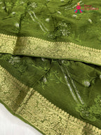 Green Chinnon Sequin Saree for Mehendi Ceremony | Customer Favourite