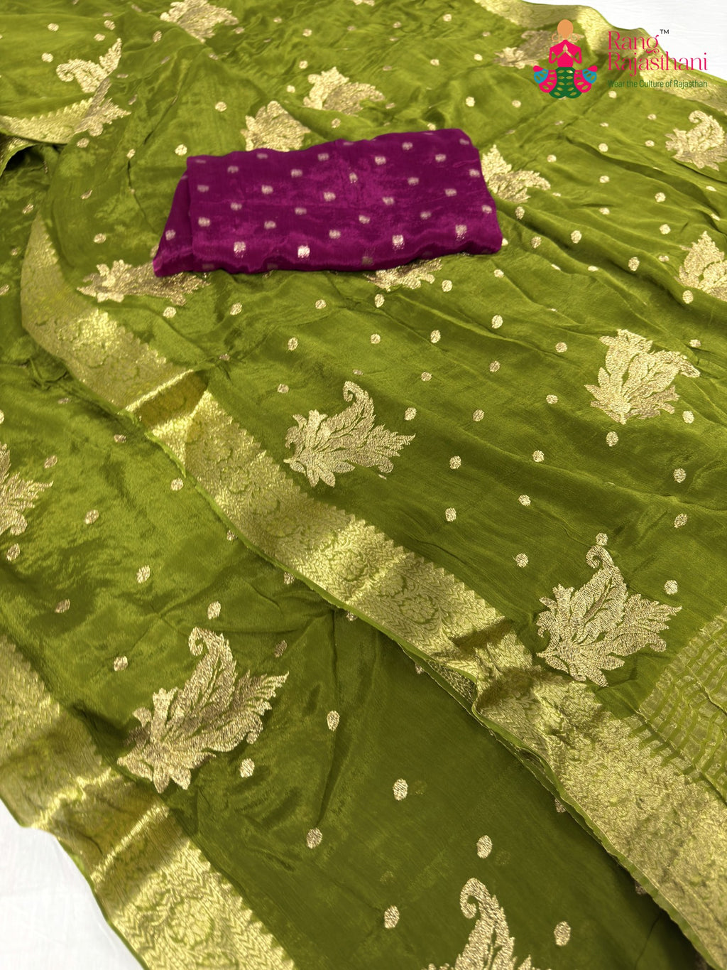 complete look of green chinnon sequin saree