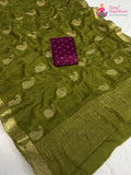 Green Chinnon Zari Embroidery Saree for Mehendi Ceremony | Heritage Collection