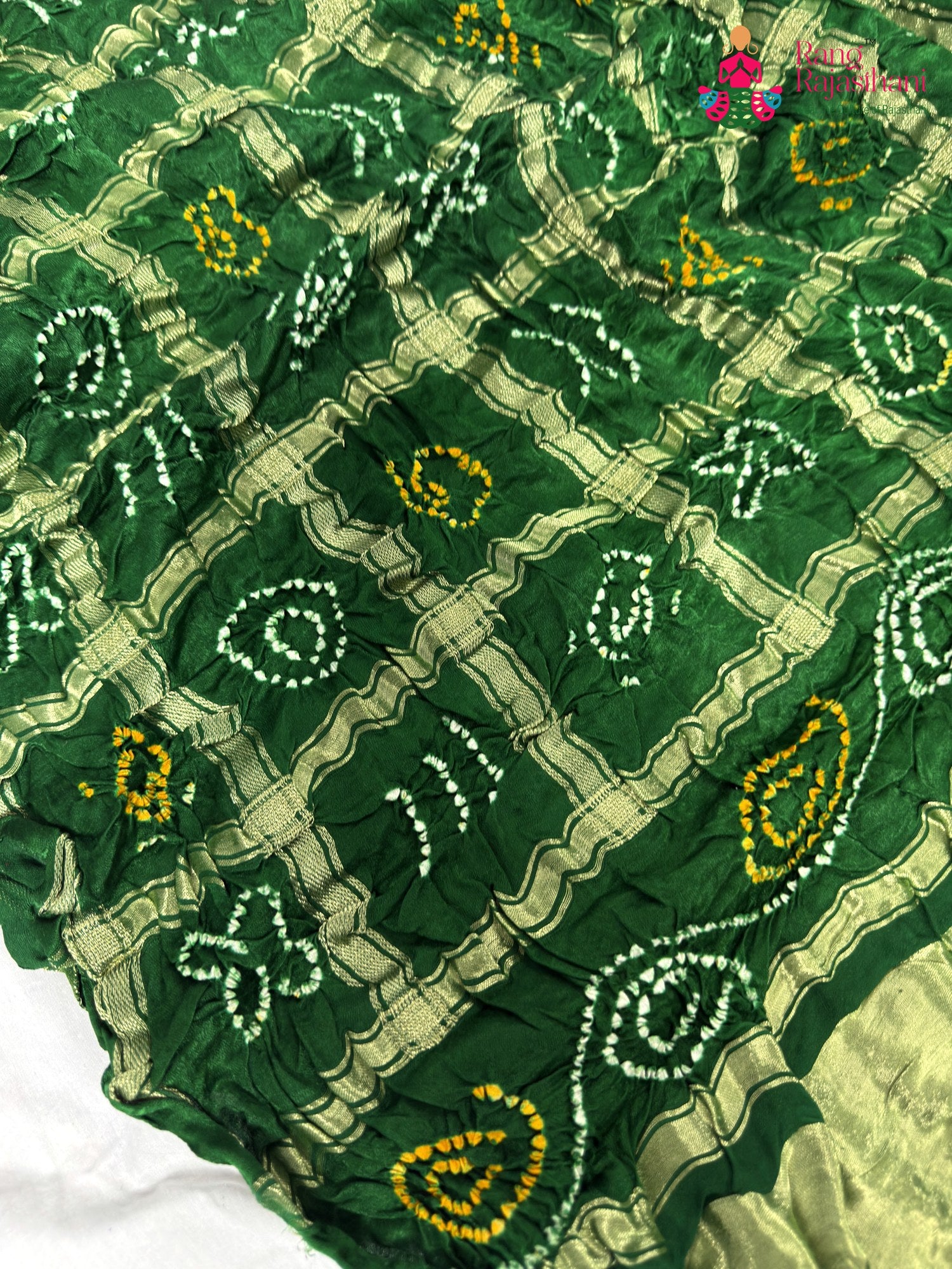 green gajji silk bandhani dupatta 2563 by Rang Rajasthani