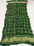 pallu detailing of green gajji silk bandhani dupatta 2563