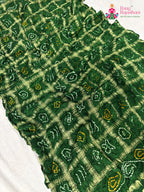 complete look of green gajji silk bandhani dupatta 2563