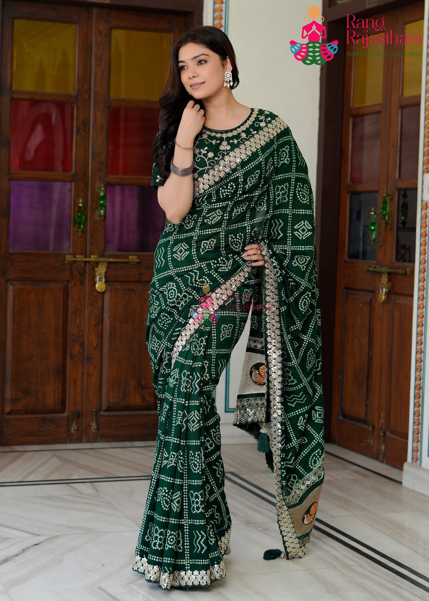 Green Ghatchola saree — Bandhani saree| Rang Rajasthani Saree