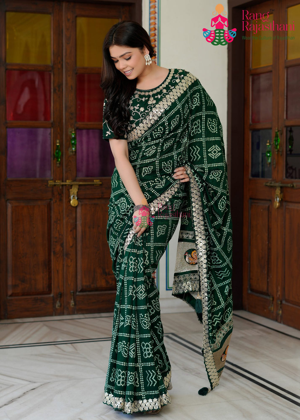 Green Ghatchola saree — Bandhani saree| Rang Rajasthani Saree