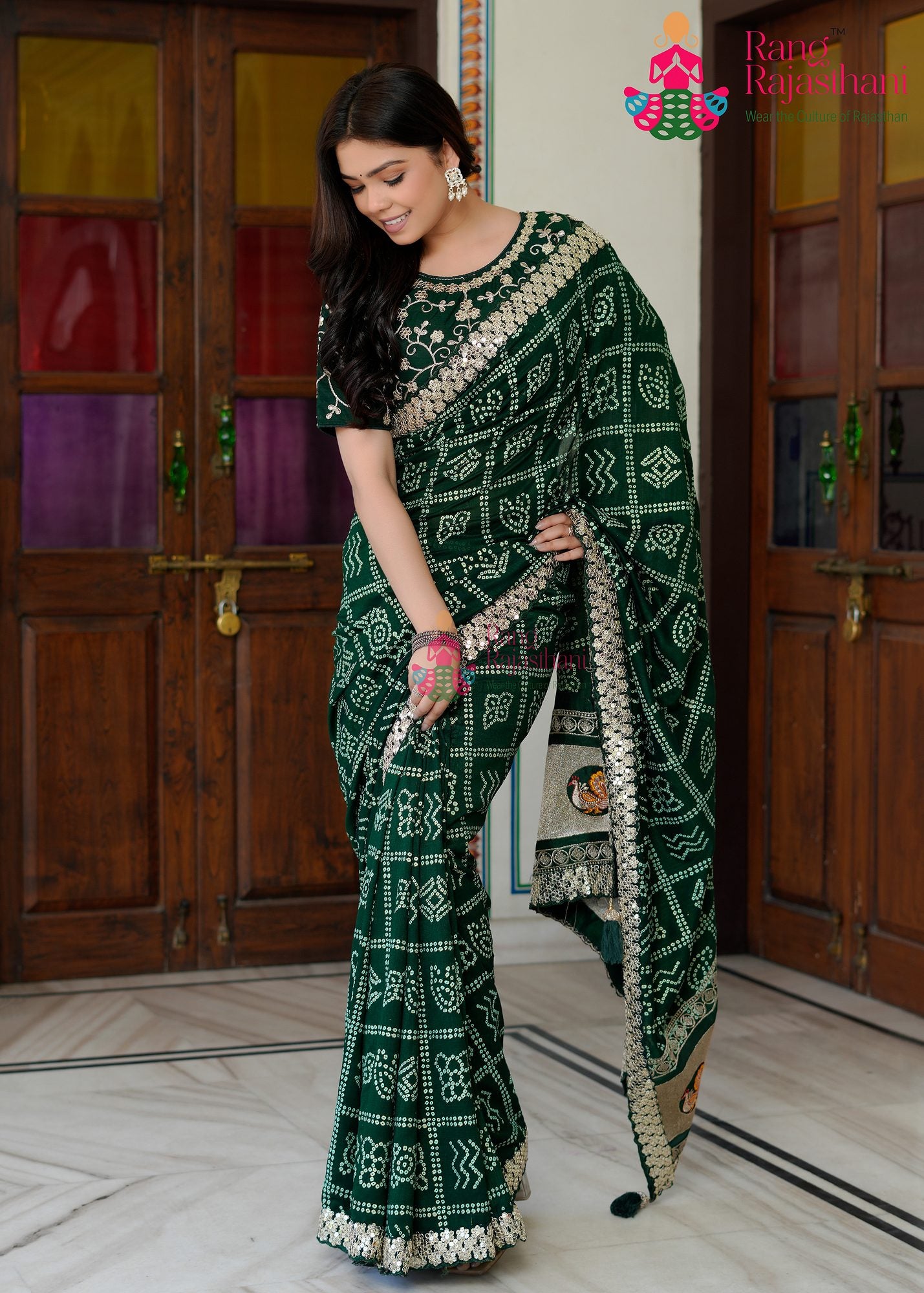 Green Ghatchola saree — Bandhani saree| Rang Rajasthani Saree