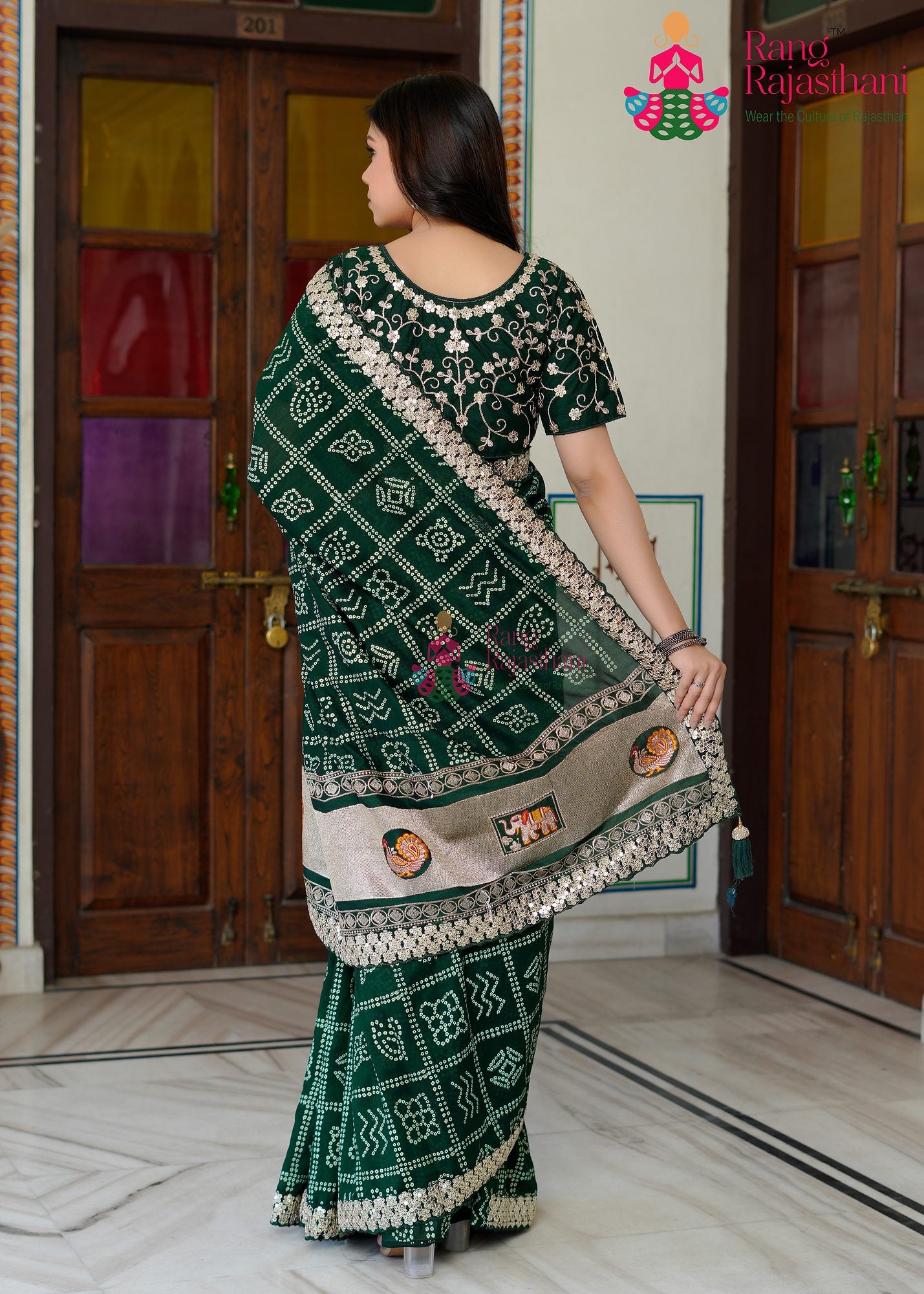 Green Ghatchola saree — Bandhani saree| Rang Rajasthani Saree