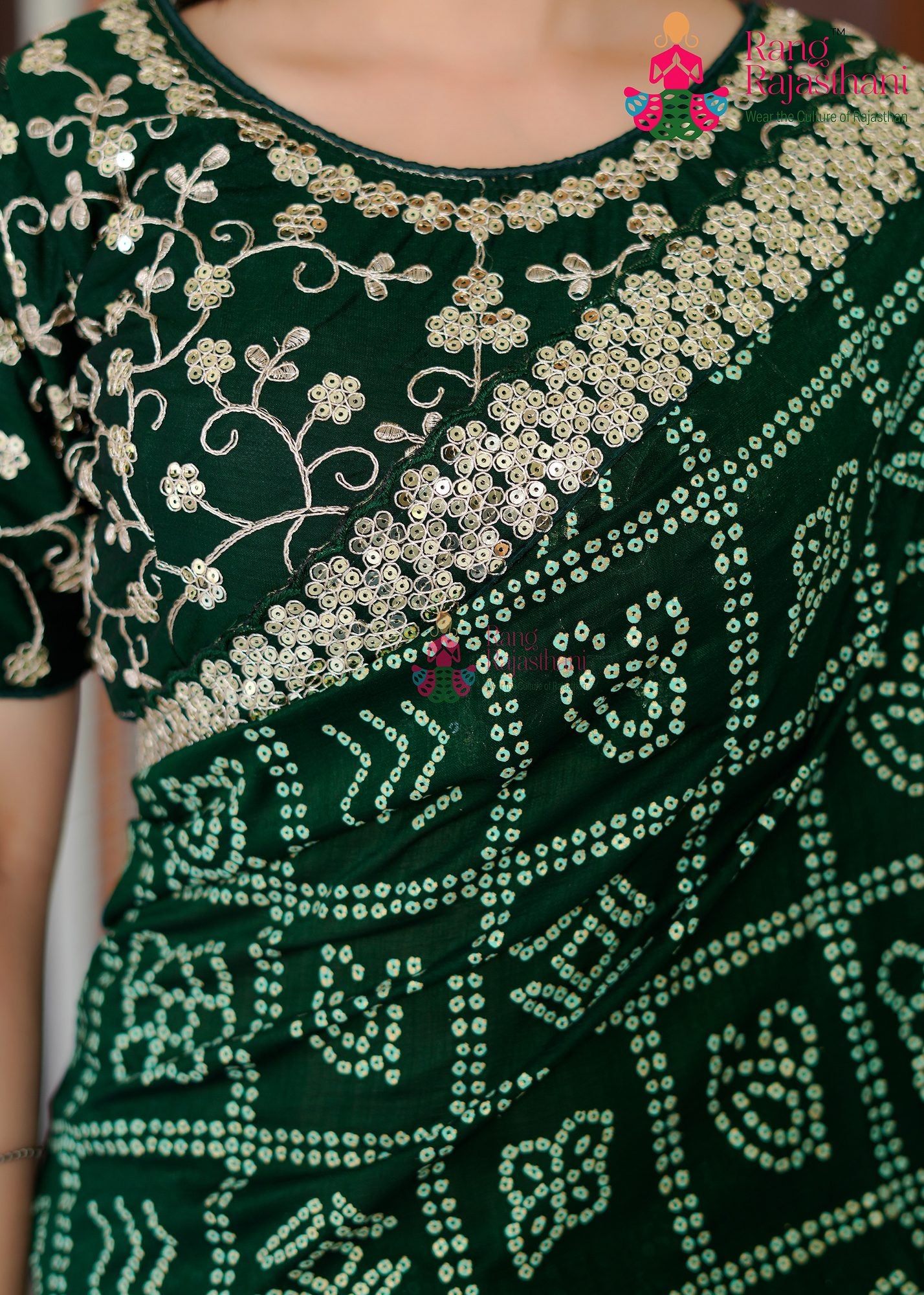 Green Ghatchola saree — Bandhani saree| Rang Rajasthani Saree