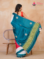 design pattern of green modal sequin saree