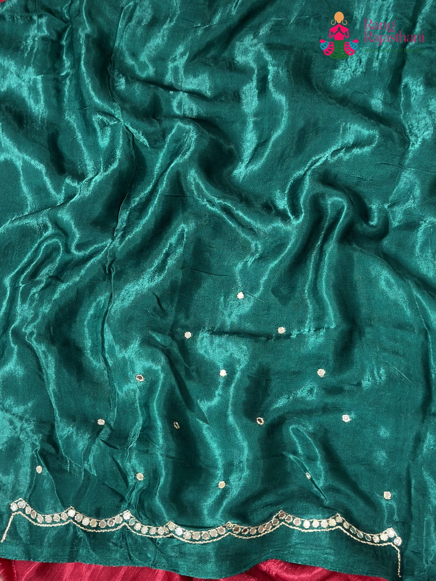 another angle of green modal sequin saree