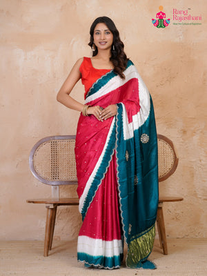 Green Modal Sequin Saree for Festive Celebration | Shop Online