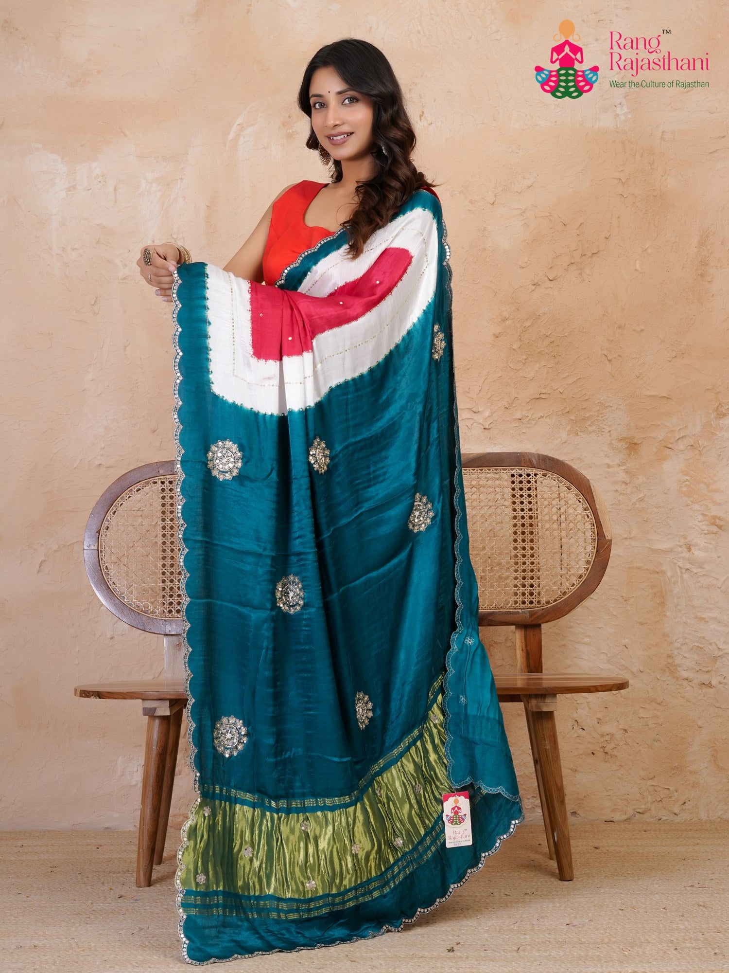 border detail of green modal sequin saree