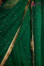 Green Pure Chiffon Mukesh Saree for Mehendi Ceremony | Wedding Edit
