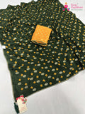 Green Pure Dola Silk Bandhani Saree : Subtle Charm