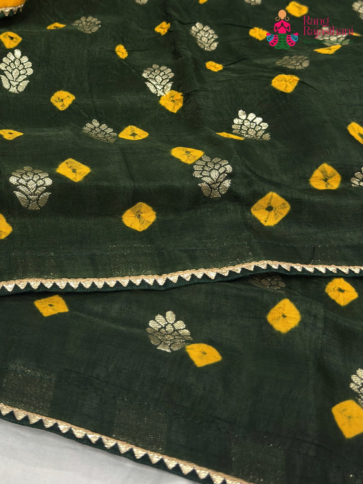 Green Pure Dola Silk Bandhani Chunri Saree for Mehendi Ceremony | Trending Now