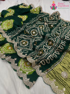 complete look of green pure gajji silk gota patti saree 
