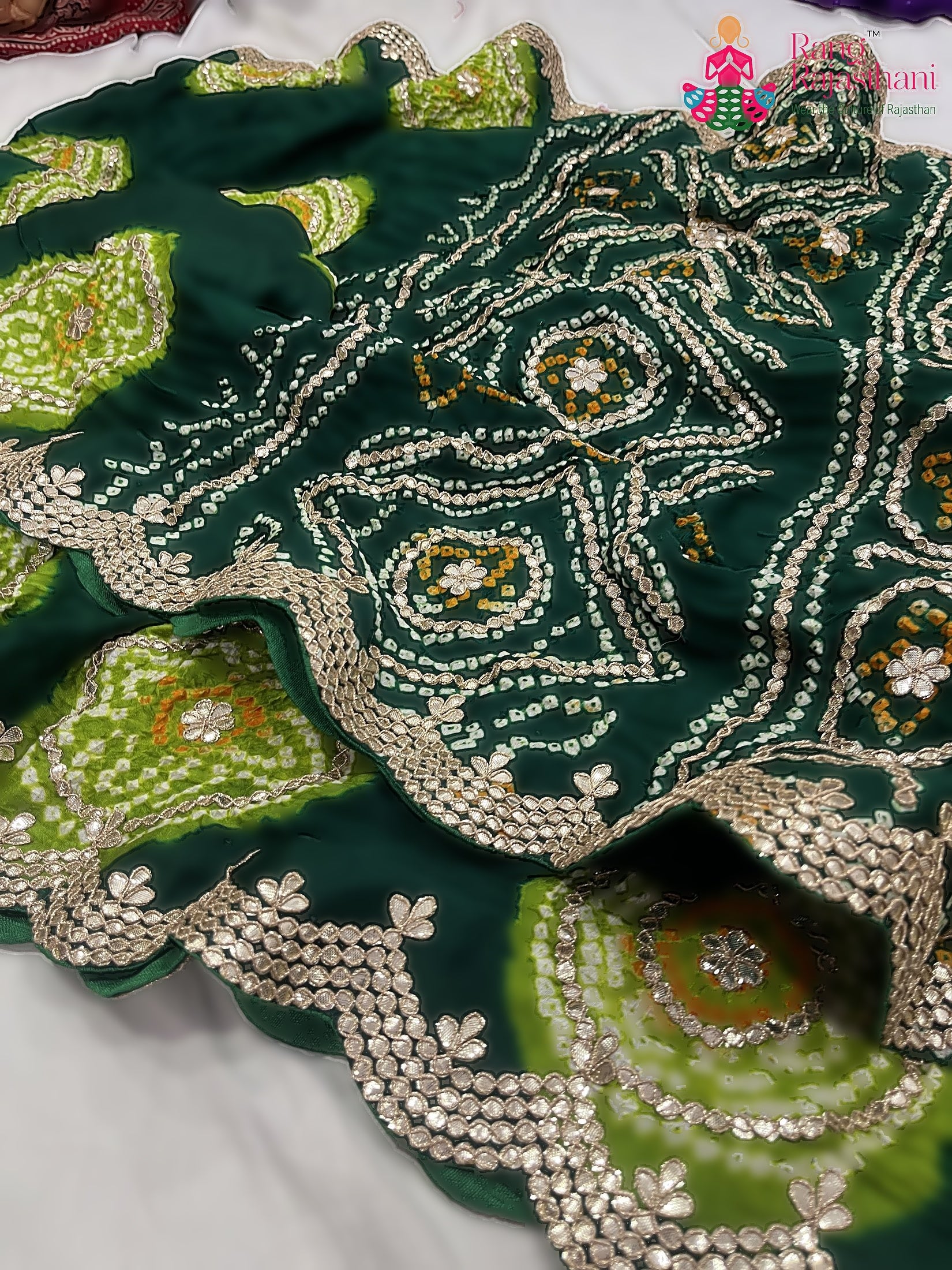 Green Pure Gaji Silk Gota Patti Work Saree : Calm Ease