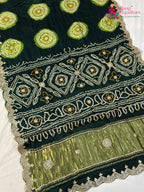 Green Gajji Silk Gota Patti Gharchola Saree for Mehendi Ceremony | Festive Wear