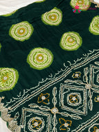 Green Gajji Silk Gota Patti Gharchola Saree for Mehendi Ceremony | Festive Wear