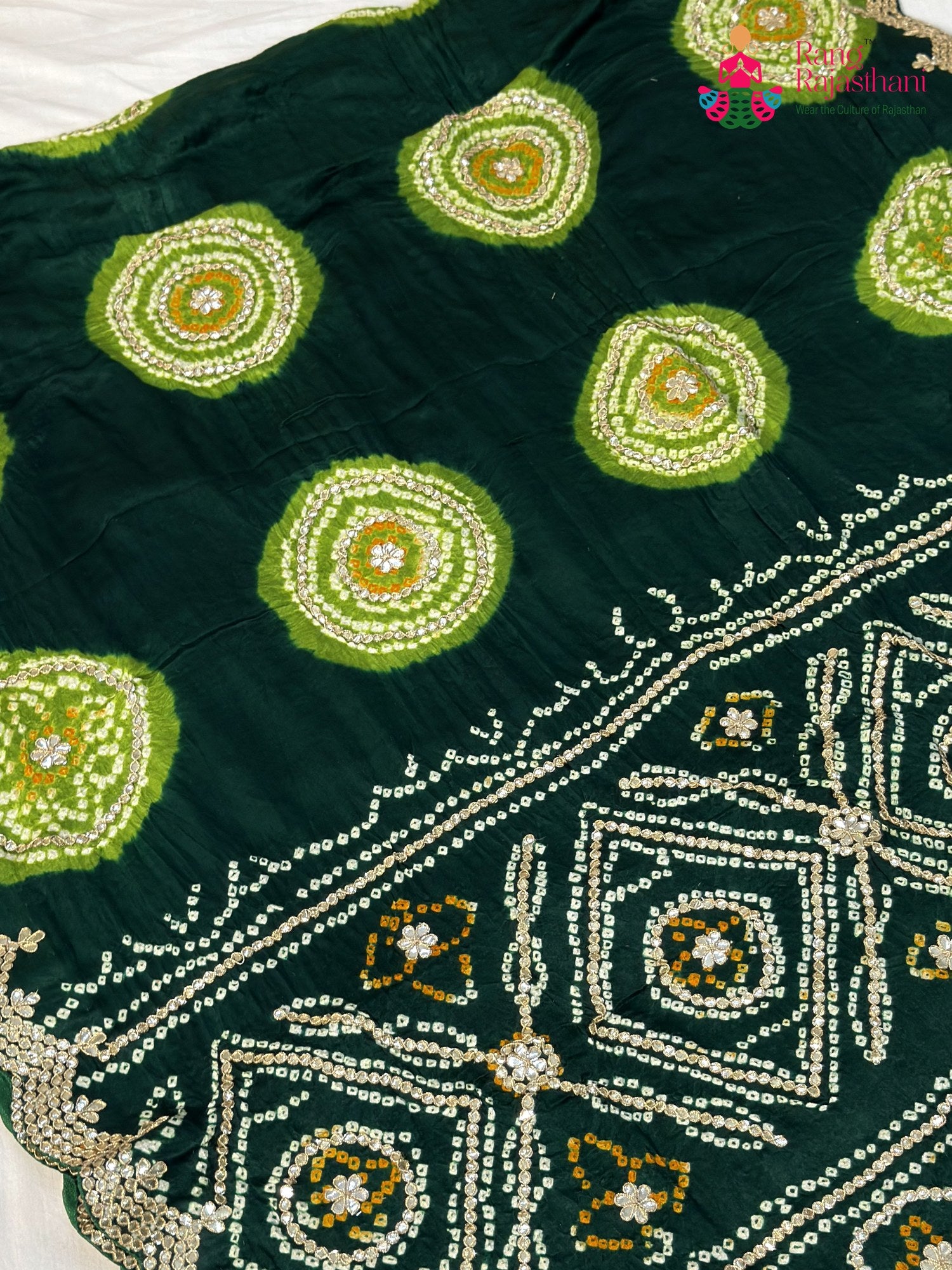 Green Gajji Silk Gota Patti Gharchola Saree for Mehendi Ceremony | Festive Wear