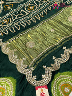 Green Gajji Silk Gota Patti Gharchola Saree for Mehendi Ceremony | Festive Wear