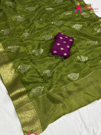 Green Pure Ho Silk Sequin Saree for Mehendi Ceremony | Authentic Craft