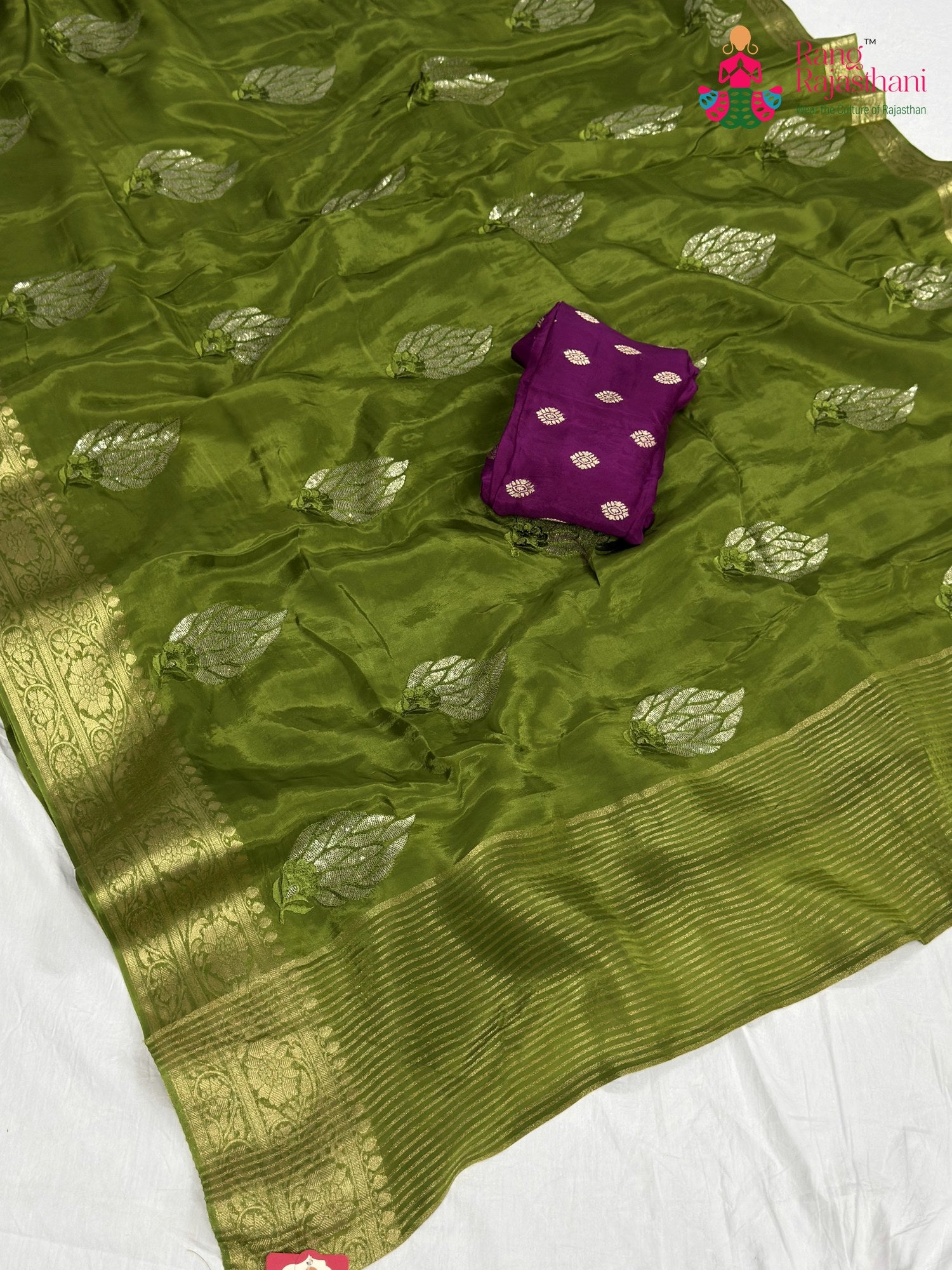 Green Pure Ho Silk Sequin Saree for Mehendi Ceremony | Authentic Craft