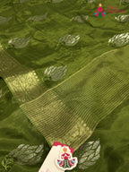 Green Pure Ho Silk Sequin Saree for Mehendi Ceremony | Authentic Craft