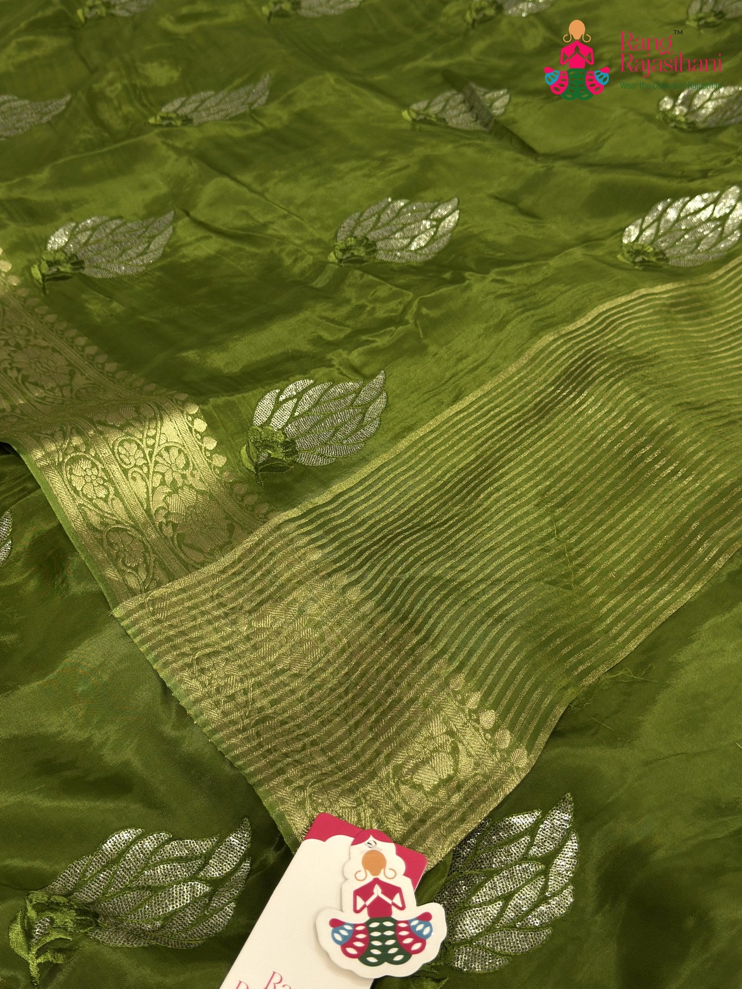 Green Pure Ho Silk Sequin Saree for Mehendi Ceremony | Authentic Craft