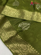 Green Pure Ho Silk Sequin Saree for Mehendi Ceremony | Authentic Craft