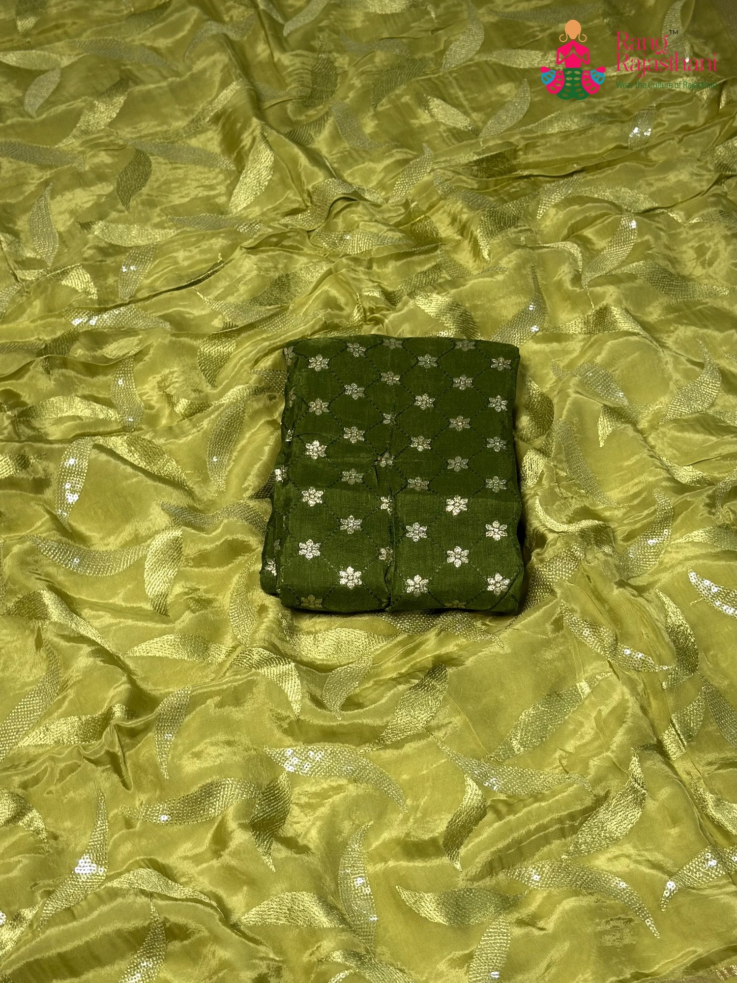 Green Pure Ho Silk Sequin Saree for Bridal | Festive Edit