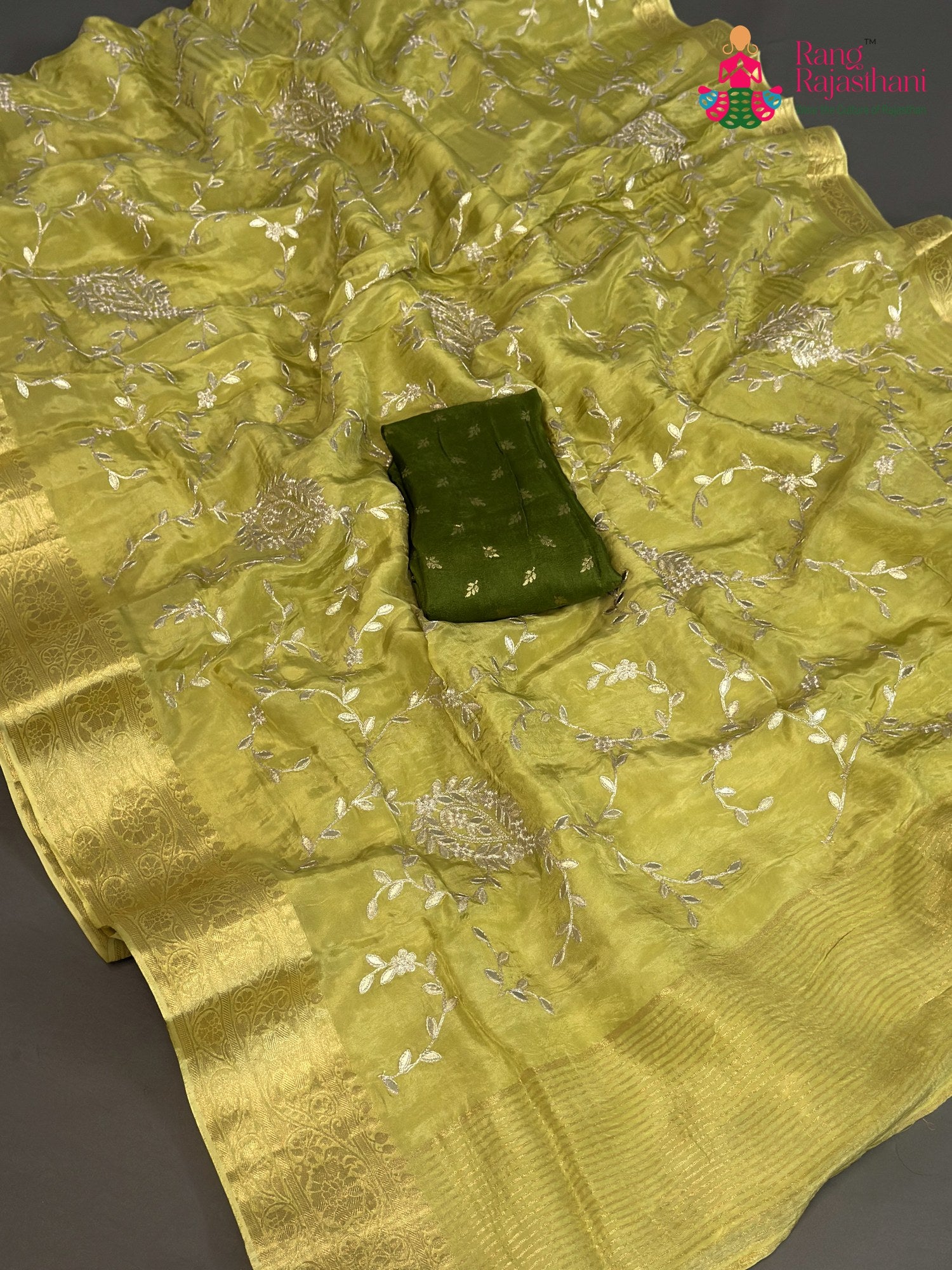 Green Pure Ho Silk Zari Embroidery Saree for Bridal | Exclusive Edit