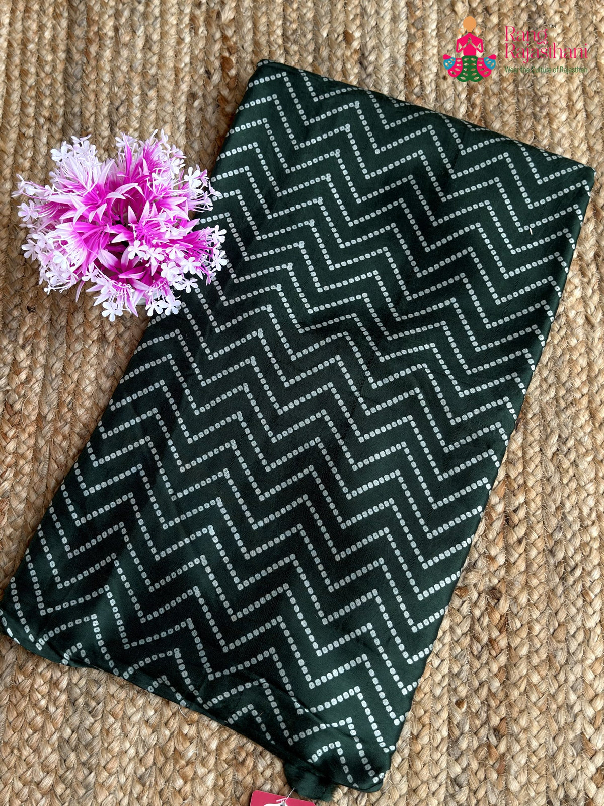 Green Pure Modal Silk Ajrakh Print Saree for Mehendi Ceremony | Premium Edit