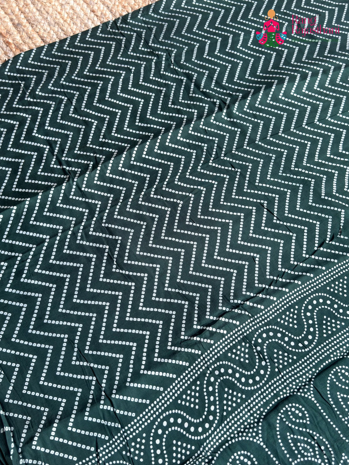 Green Pure Modal Silk Ajrakh Print Saree for Mehendi Ceremony | Premium Edit