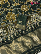 green pure russsian silk bandhani saree ethnic wear by Rang Rajasthani