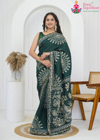 Green Pure Upada Silk Wedding saree with Gotta Kinari Work from Rang Rajasthani