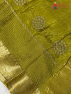 design pattern of green pure silk zari embroidery saree