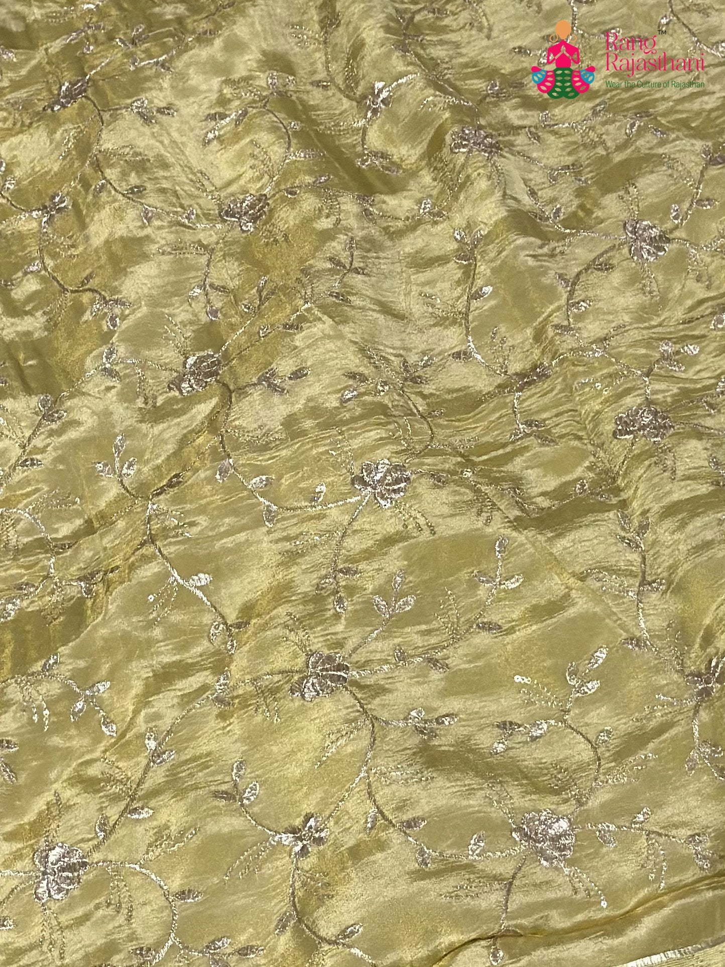 Olive Green Pure Tissue Silk Zari Embroidery Saree for Festive Celebration | Heritage Collection