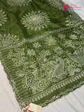 Green Pure Upada Silk Bandhani Chunri Saree for Mehendi Ceremony | Fashion Edit
