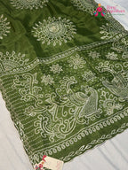 Green Pure Upada Silk Bandhani Chunri Saree for Mehendi Ceremony | Fashion Edit