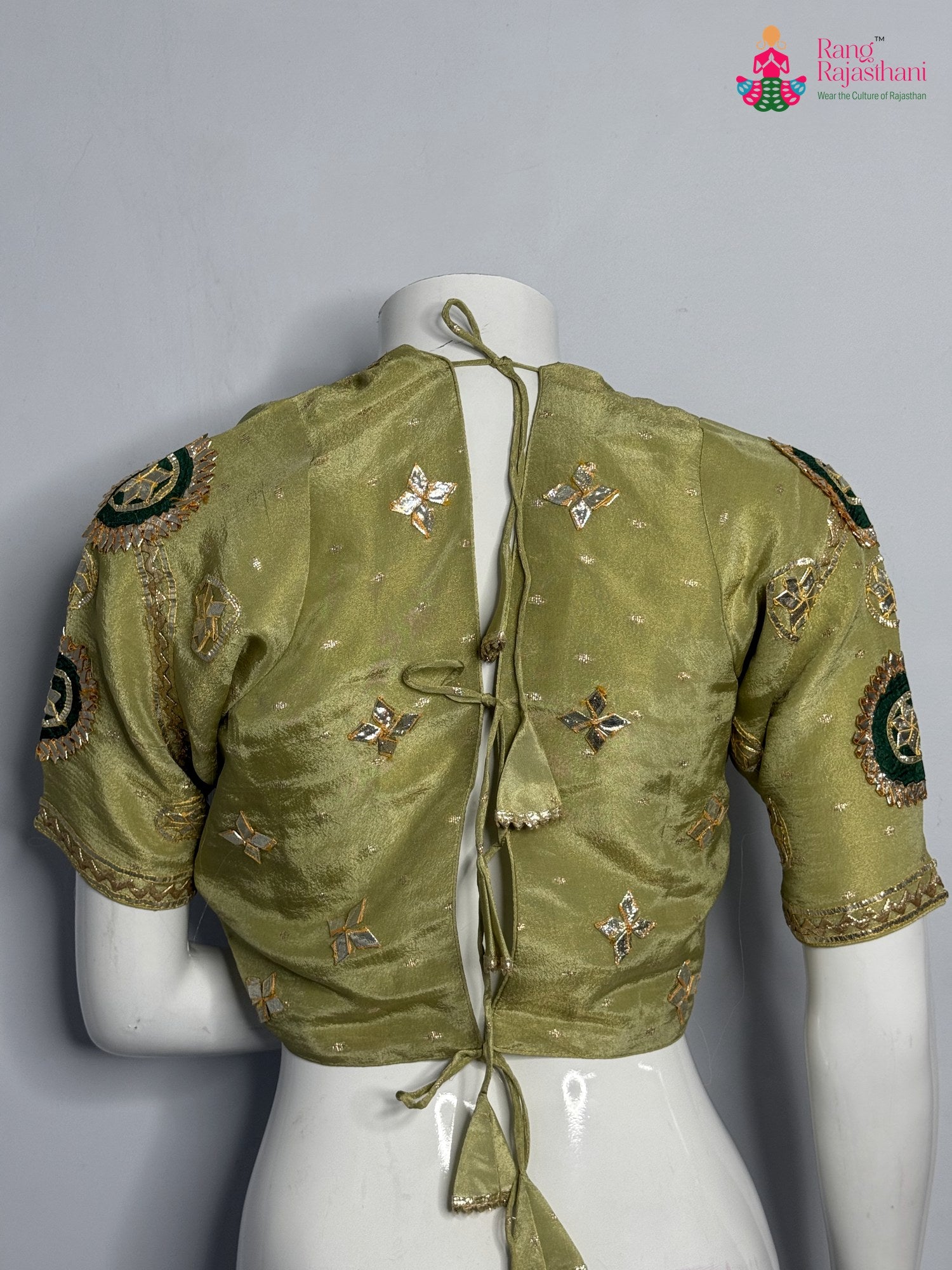 complete look of green pure upada silk gota patti blouse 3762