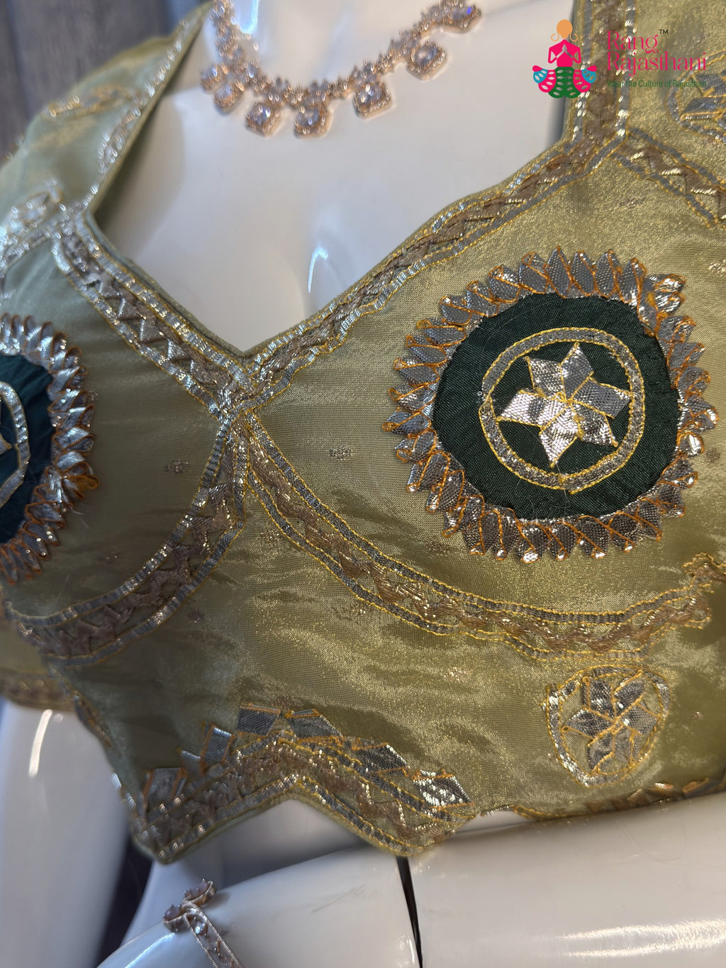Green Pure Upada Silk Gota Patti Blouse for Wedding Guest | Designer Pick