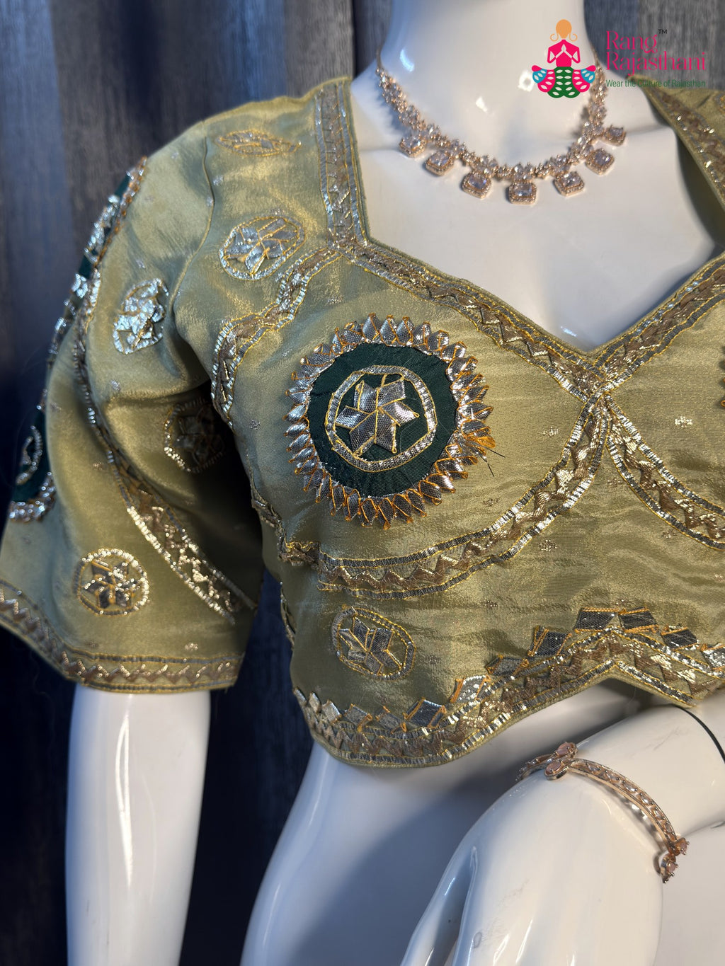 Green Pure Upada Silk Gota Patti Blouse for Wedding Guest | Designer Pick