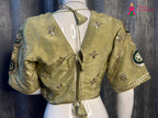 Green Pure Upada Silk Gota Patti Blouse for Wedding Guest | Designer Pick